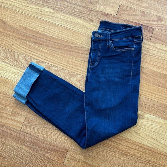 Liverpool Cuffed Capris, Dark Wash, Size 4 - Picture 1 of 7